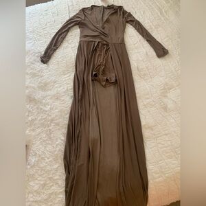 Iris Taupe Long Sleeve Maxi Dress